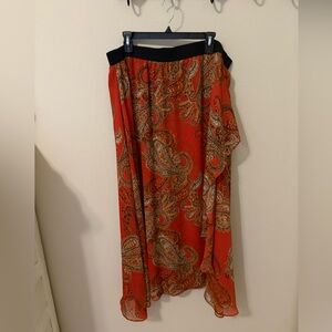 Peter Nygard Red Paisley Maxi Skirt